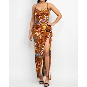 Brown floral maxi dress